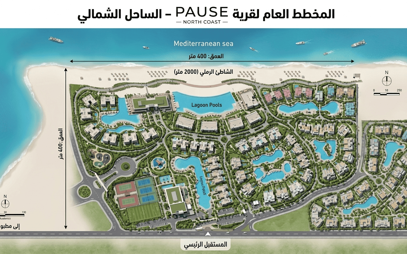 قرية Pause الساحل الشمالي Pause North Coast من شركة K للتطوير العقاري – شاليهات للبيع الكيلو 88