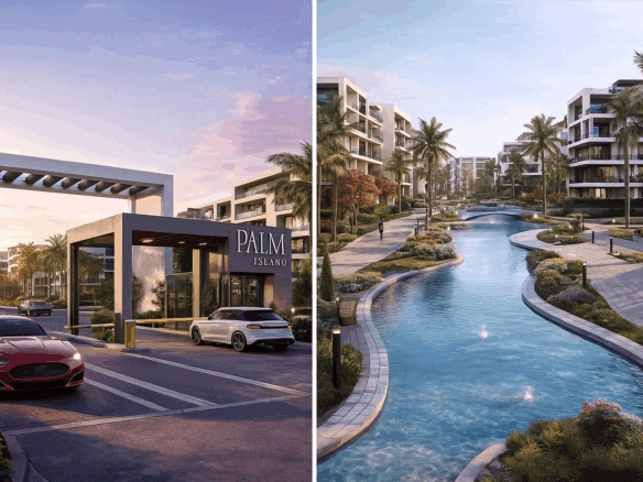 لاندسكيب ومسطحات مائية في مشروع بالم آيلاند الشروق