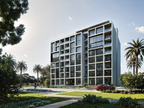 تصور معماري لمباني ووتر واي إيست Waterway East والمساحات الخضراء